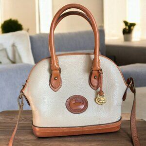 Vintage Dooney & Bourke Norfolk Satchel Bone Leather With British Tan Trim All-W